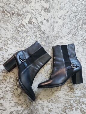 Cole Haan Black Callan Short Boot Leather With Buckle Strap